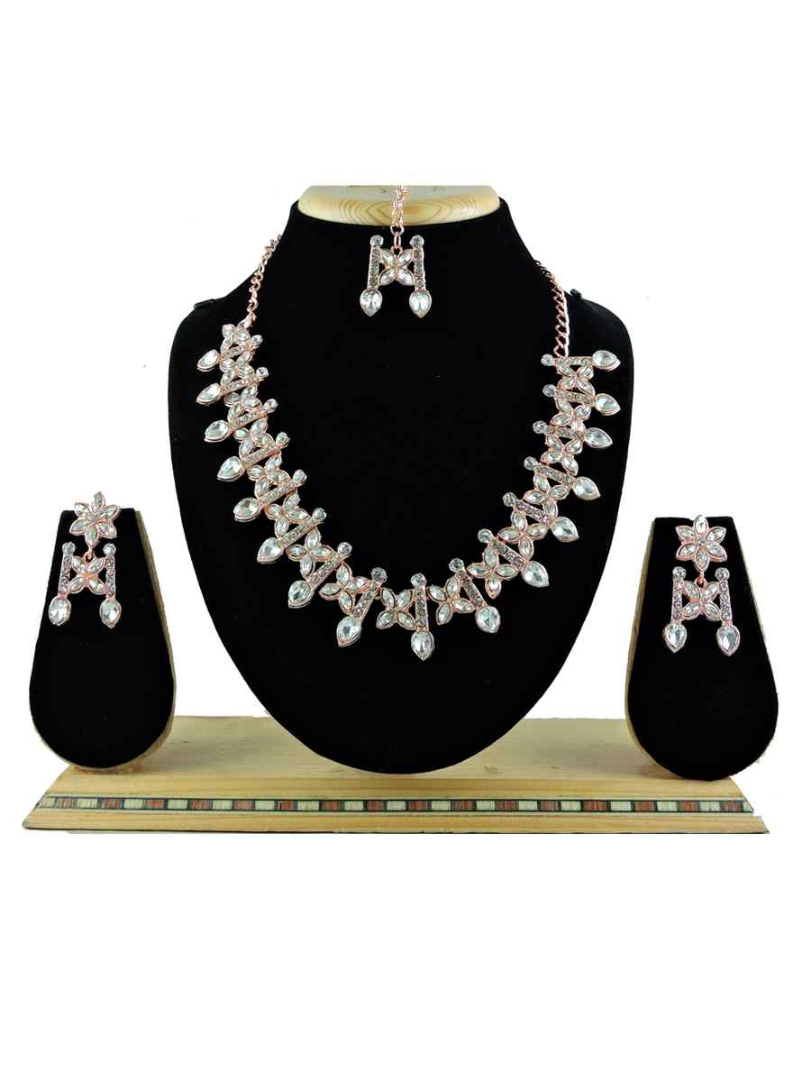Silver Alloy Festival Wear Diamonds Necklace