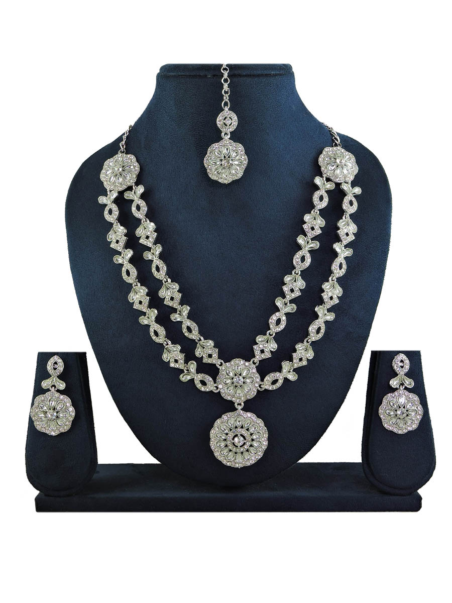 Silver Alloy Festival Wear Kundan Necklace