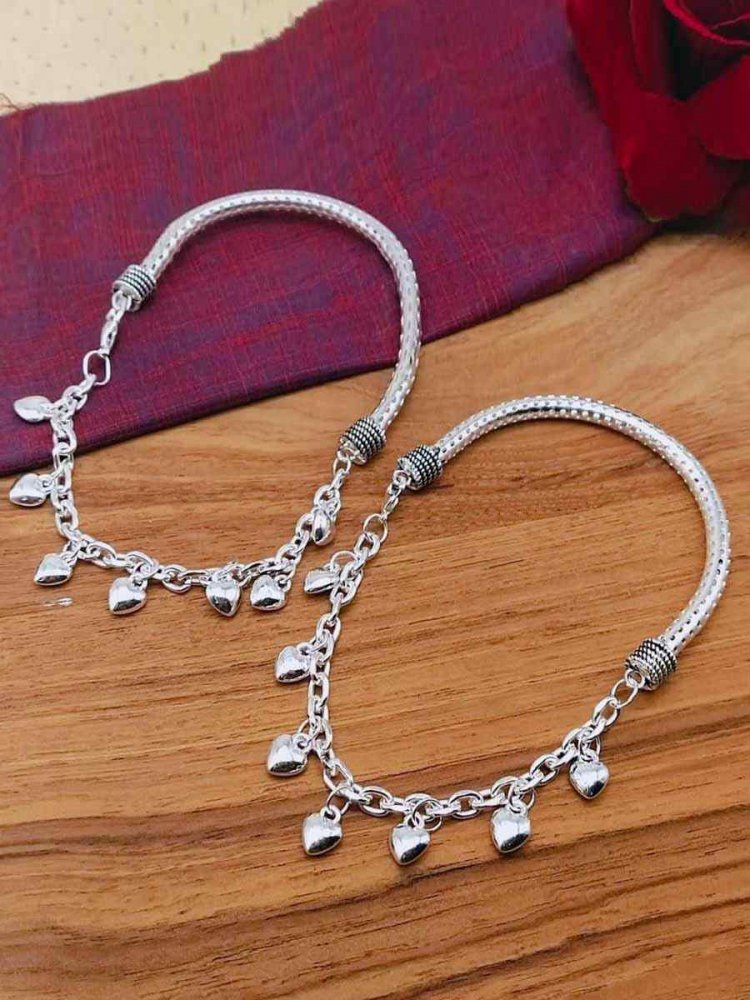 Silver Alloy Festival Wear Stone Anklets