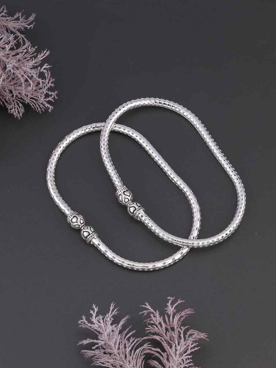 Silver Alloy Festival Wear Stone Anklets