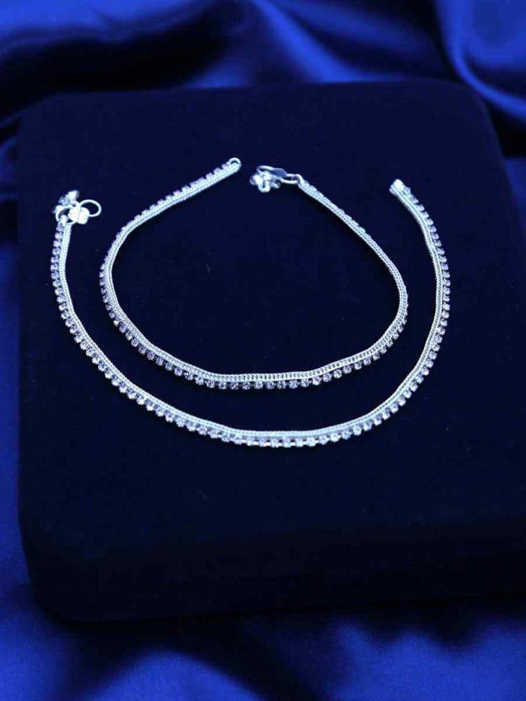 Silver Alloy Festival Wear Stone Anklets