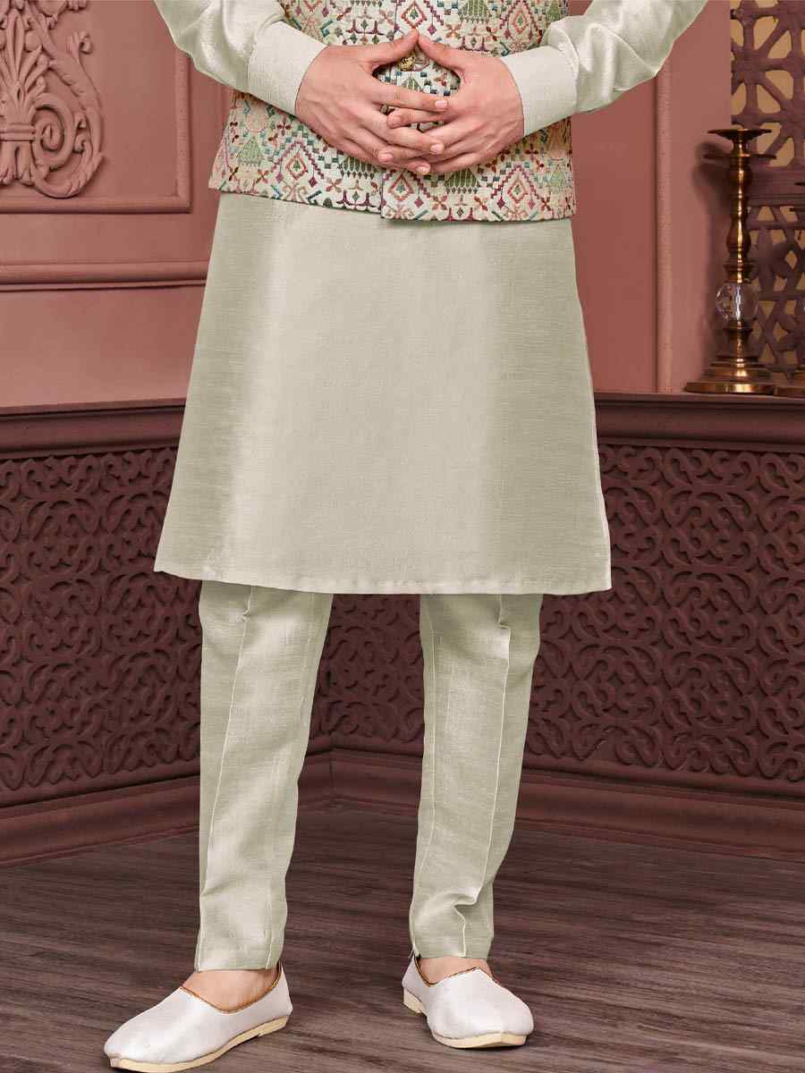 Silver Art Banarasi Silk Woven Festival Wedding Kurta