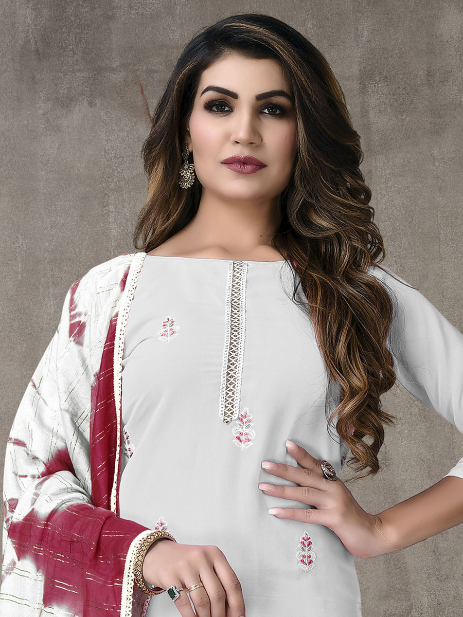 Silver Grey Faux Georgette Embroidered Party Pant Kameez