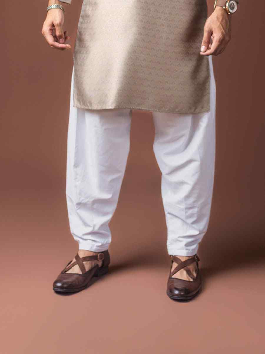Silver Jacquard Silk Embroidery Festival Wedding Party Mens Kurta