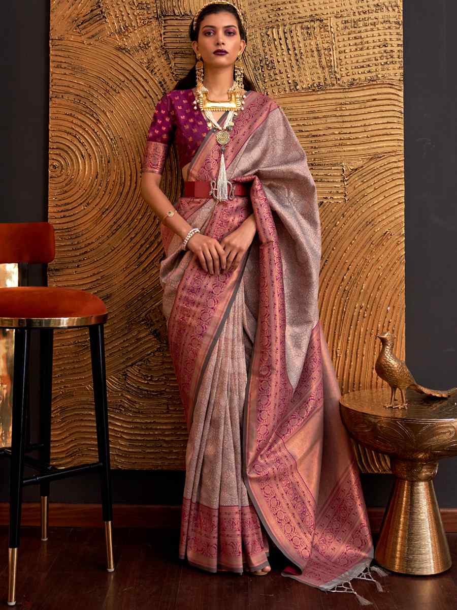 Silver Silk Handwoven Wedding Festival Heavy Border Saree