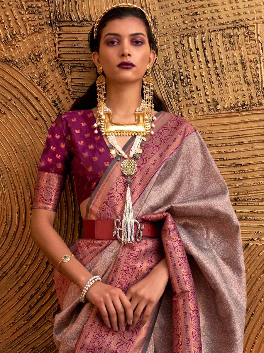 Silver Silk Handwoven Wedding Festival Heavy Border Saree