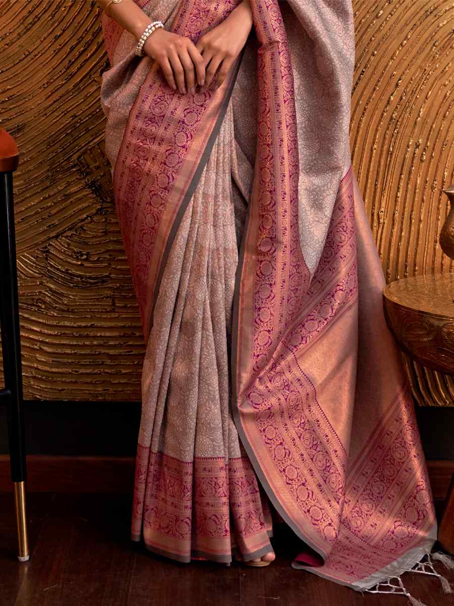 Silver Silk Handwoven Wedding Festival Heavy Border Saree