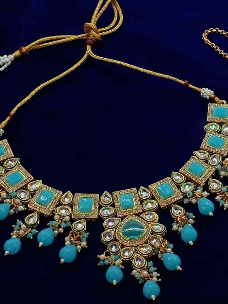 Sky Alloy Metal Festival Wear Kundan Necklace