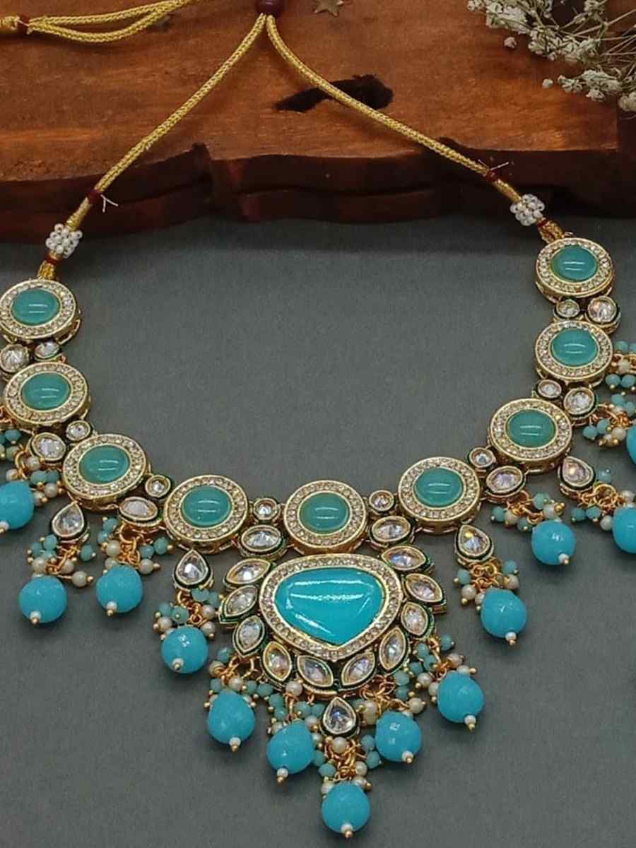 Sky Alloy Metal Festival Wear Kundan Necklace