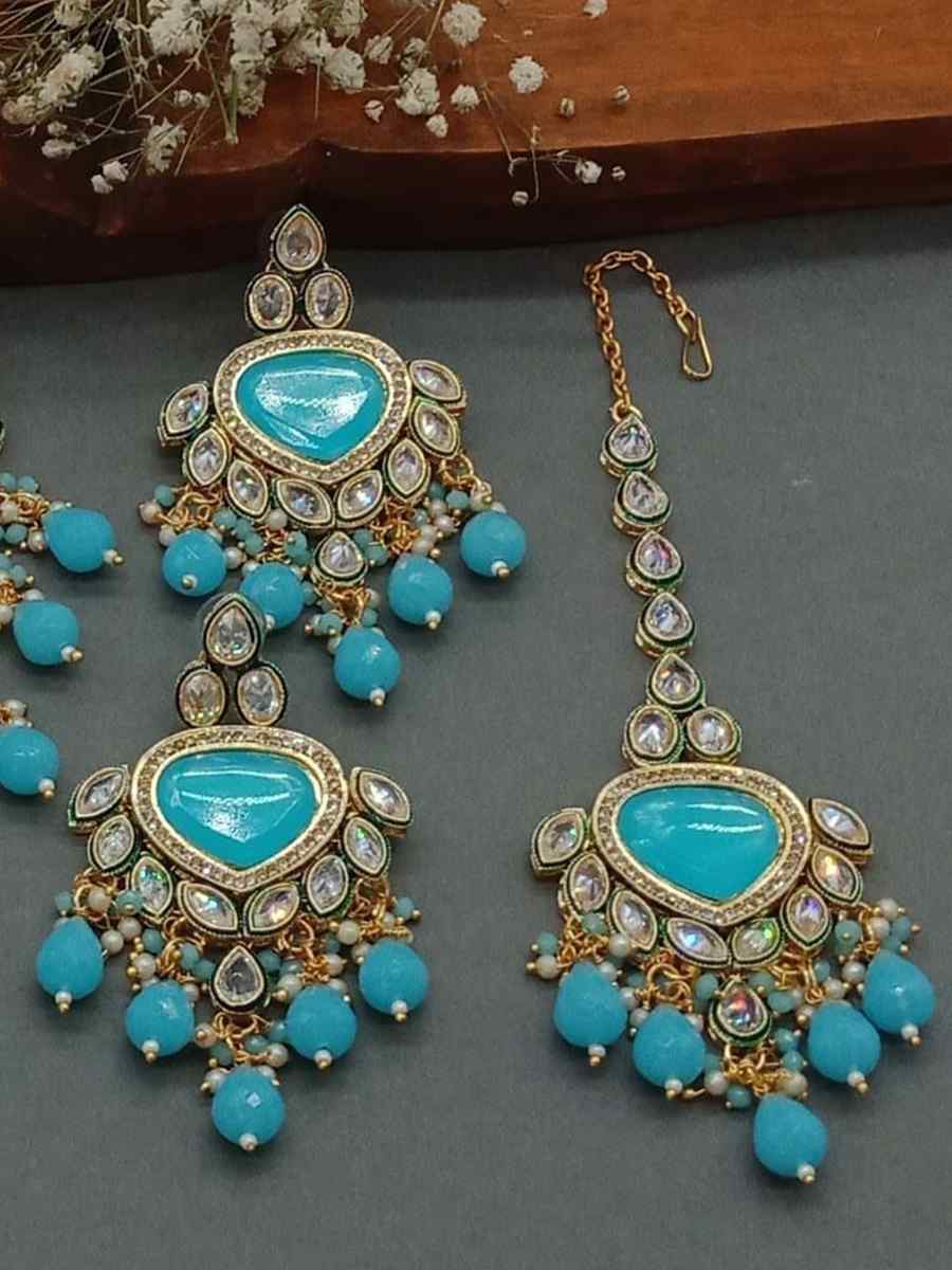 Sky Alloy Metal Festival Wear Kundan Necklace