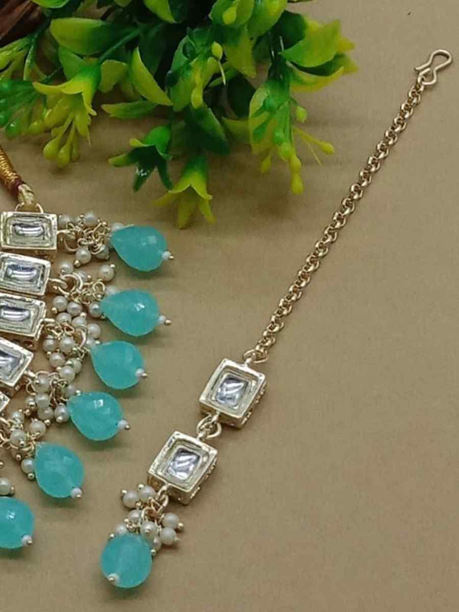 Sky Alloy Metal Festival Wear Kundan Necklace