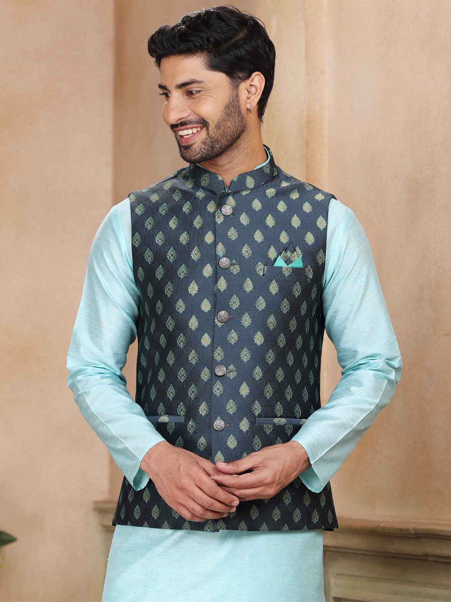 Sky Art Banarasi Silk Printed Festival Wedding Kurta