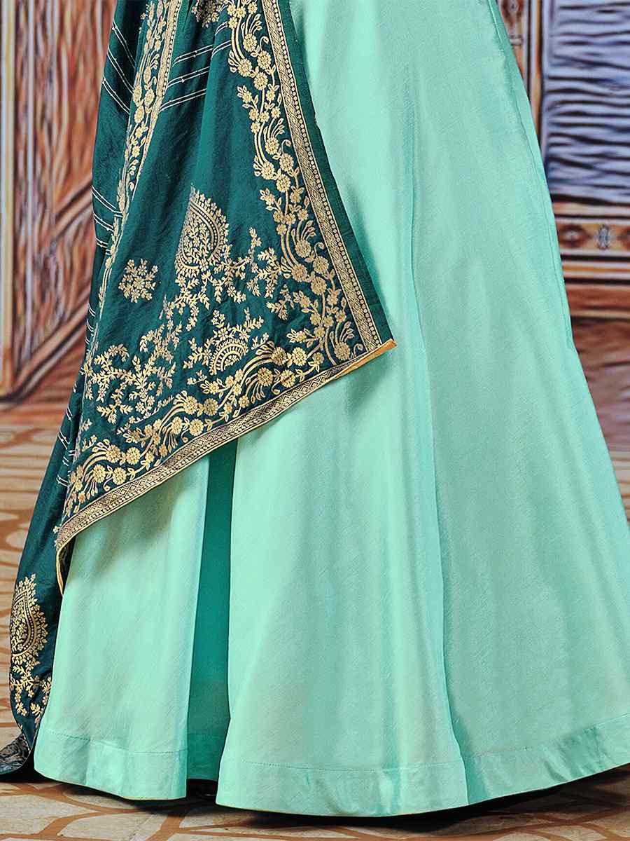 Sky Art Silk Embroidered Wedding Festival Anarkali Salwar Kameez