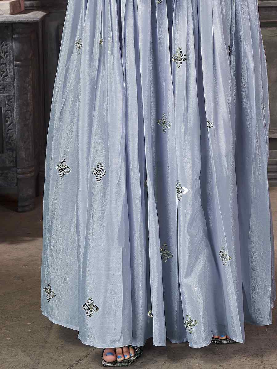 Sky Art Silk Embroidery Festival Wedding Circular Ready Lehenga Choli