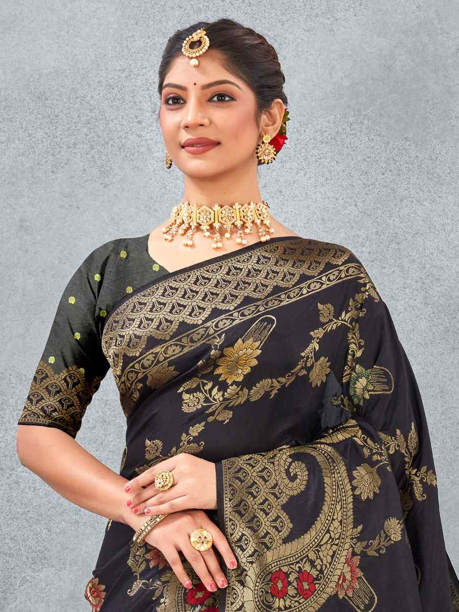 Sky Banarasi Silk Handwoven Traditional Casual Reception Festival Wedding Fancy Heavy Border Saree