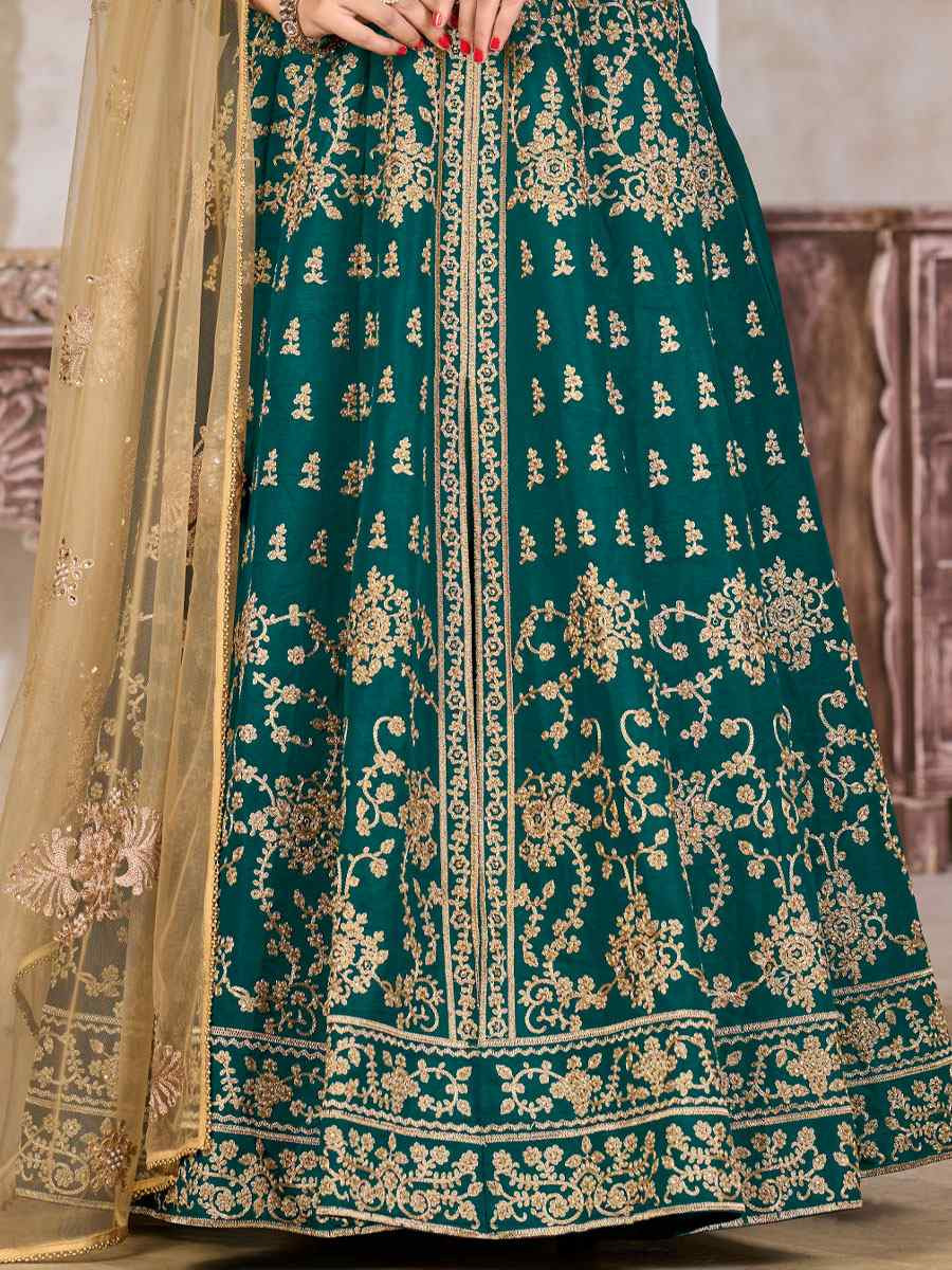 Sky Blue Art Silk  Embroidered Bridal Festival Wedding Lawn Salwar Kameez