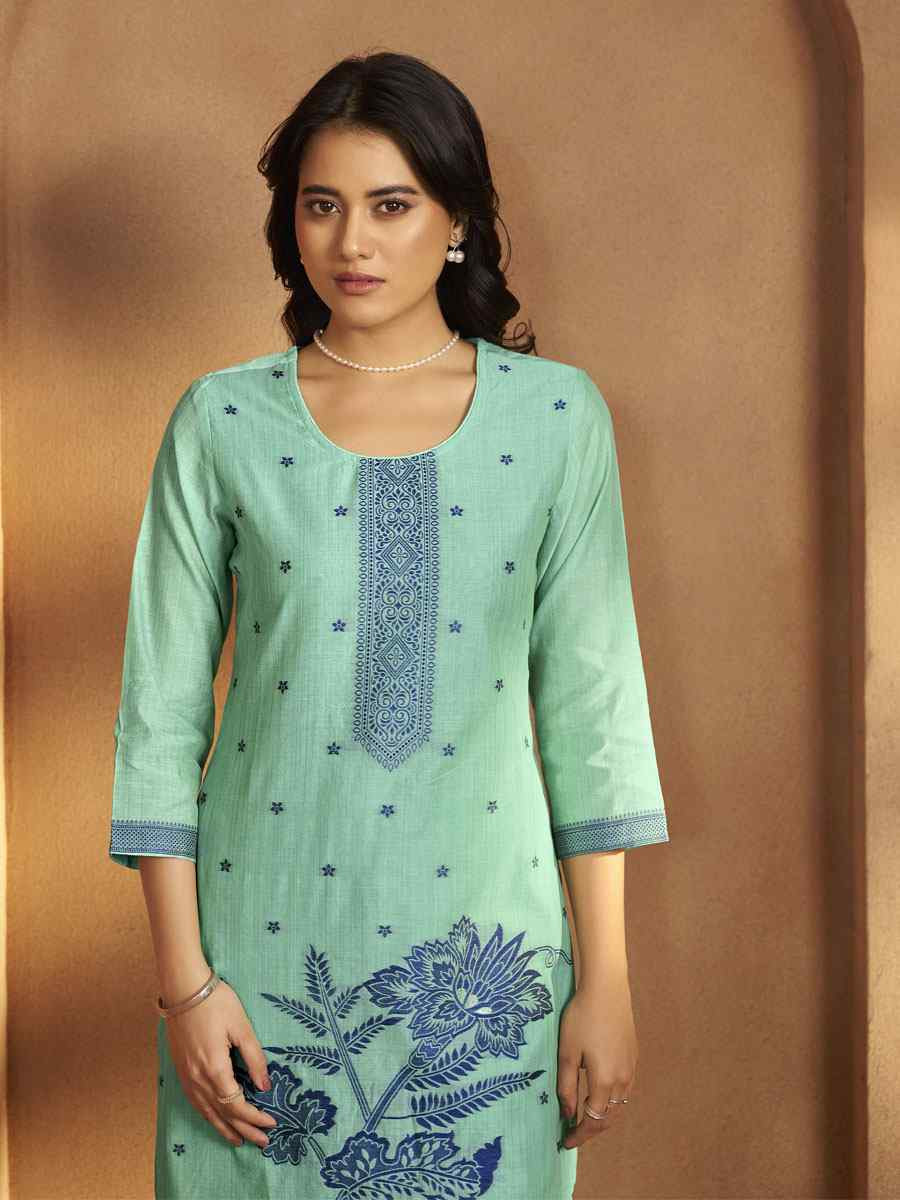 Sky Blue Art Silk Handwoven Party Festival Casual Ready Pant Salwar Kameez