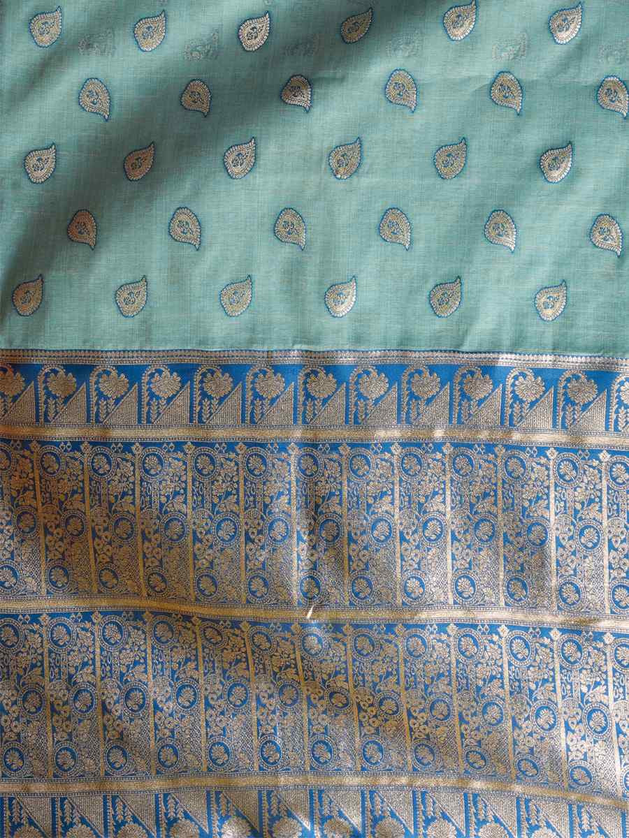 Sky Blue Banarasi Silk Handwoven Casual Reception Festival Wedding Fancy Heavy Border Saree