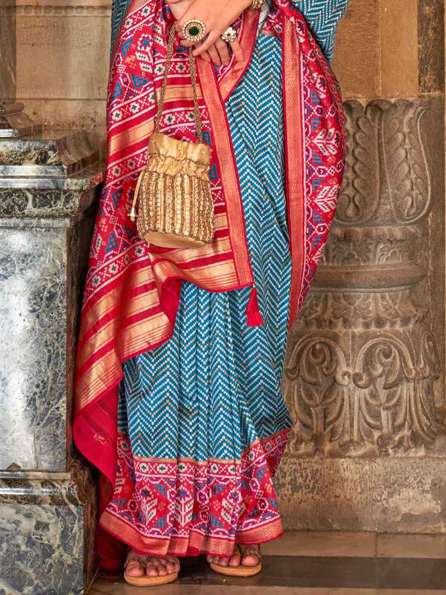 Sky Blue Banarasi Silk Handwoven Wedding Festival Heavy Border Saree