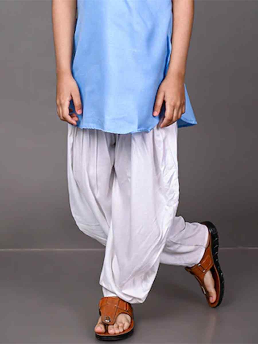 Sky Blue Dupion Silk Brocade Festival Traditional Kurta Dhoti Boys Wear