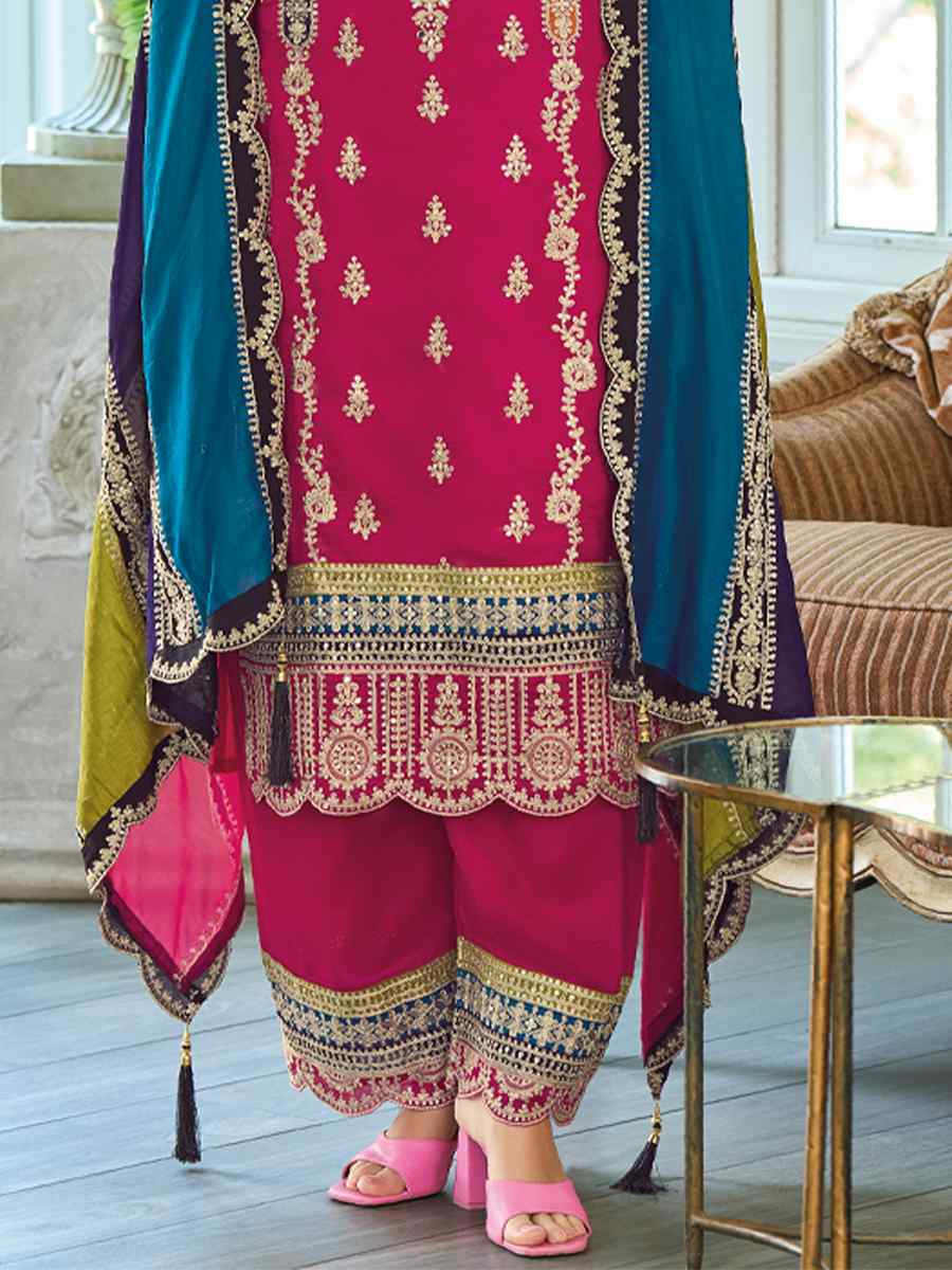 Sky Blue Heavy Faux Silk Embroidered Festival Wedding Pant Salwar Kameez