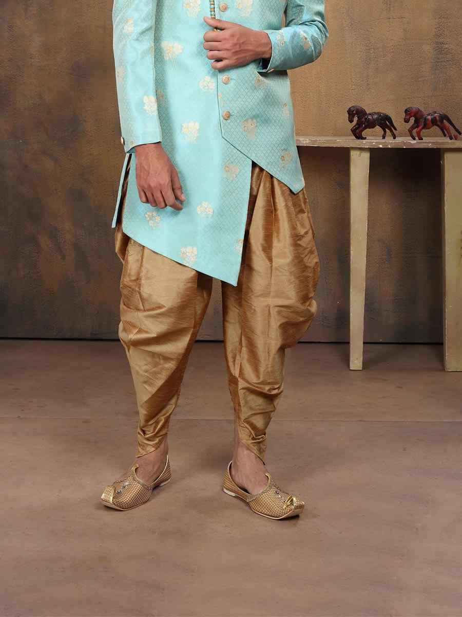 Sky Blue Imported Embroidered Wedding Party Sherwani