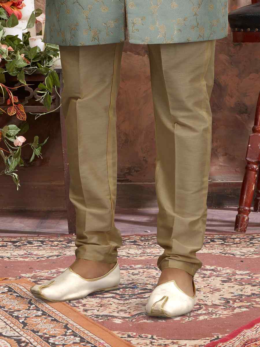 Sky Blue Jacquard Woven Festival Wedding Sherwani