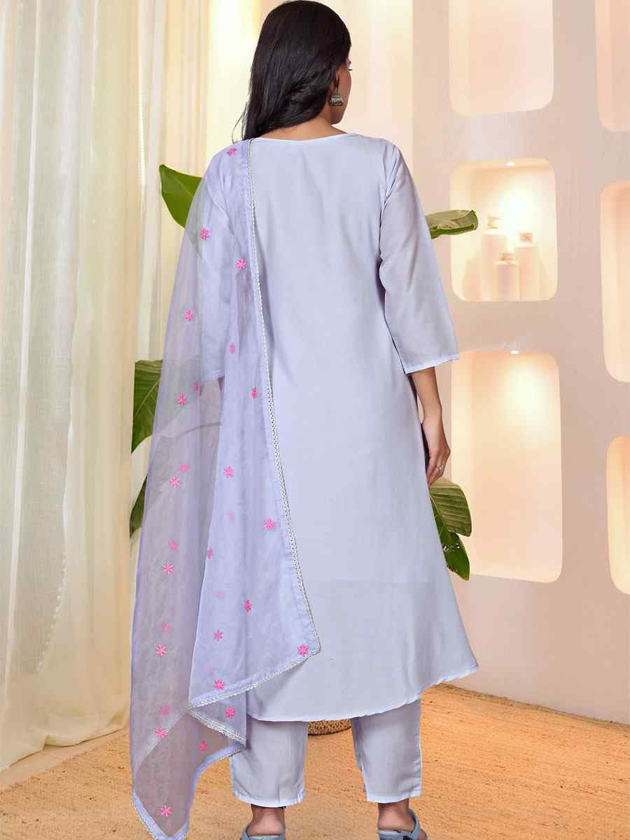 Sky Blue Parampara Silk Embroidery Party Wedding Festival Casual Ready Pant Salwar Kameez