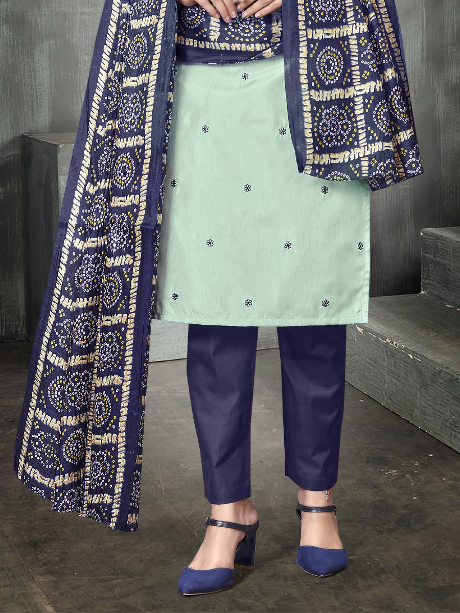 Sky Blue Prampara Silk Printed Casual Festival Pant Salwar Kameez