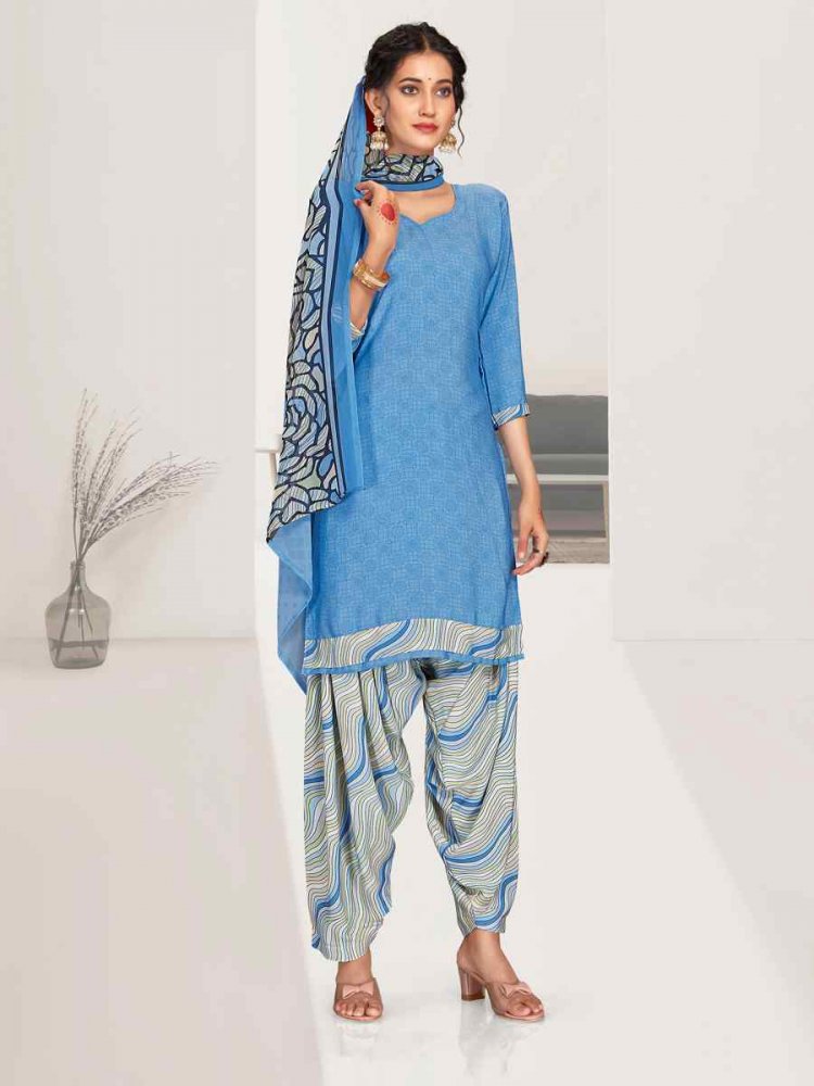 Sky Blue Crepe Patiala Suit 232931