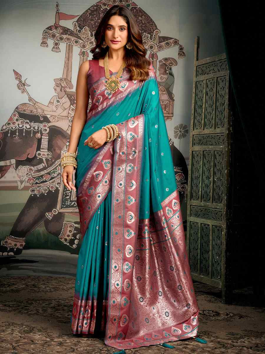 Sky Blue Premium Soft Silk Handwoven Traditional Casual Reception Festival Wedding Fancy Heavy Border Saree