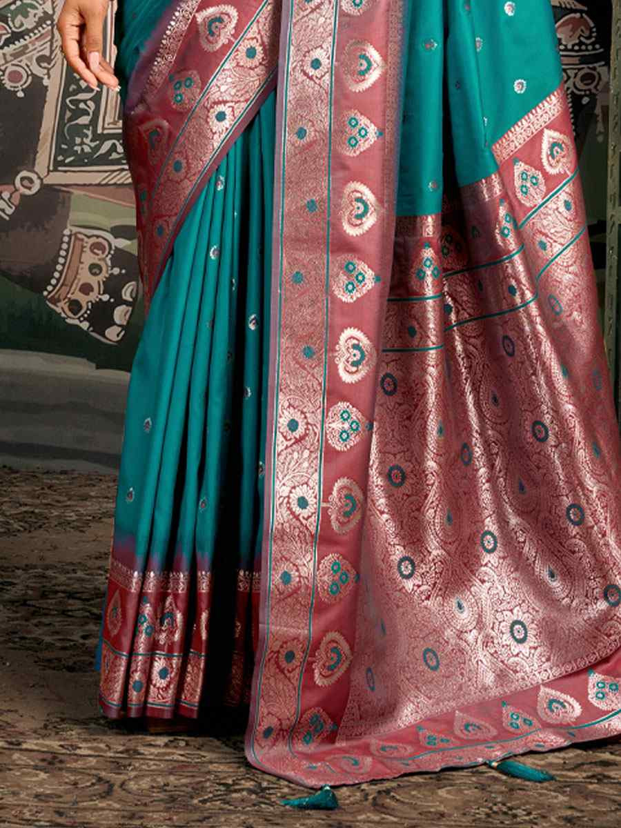 Sky Blue Premium Soft Silk Handwoven Traditional Casual Reception Festival Wedding Fancy Heavy Border Saree