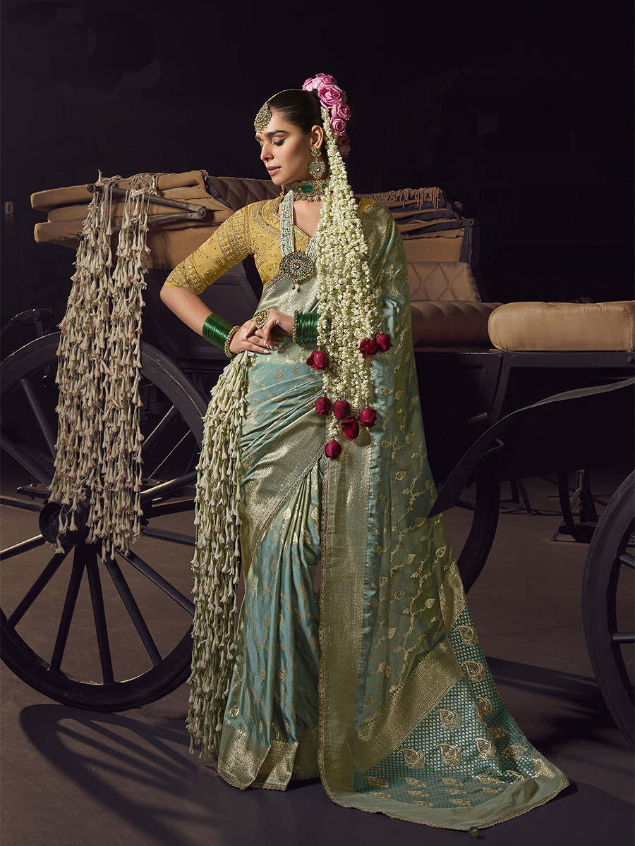 Sky Blue Pure Viscose Embroidery Wedding Reception Party Festival Casual Heavy Border Sarees