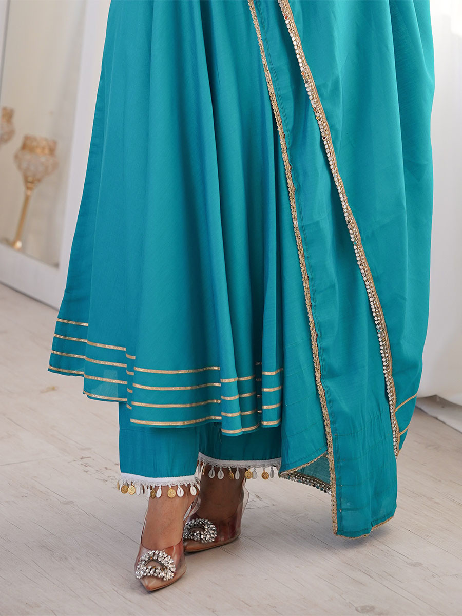 Sky Blue Roman Silk Embroidery Sequins Wedding Party Festival Casual Ready Anarkali Pant Salwar Kameez