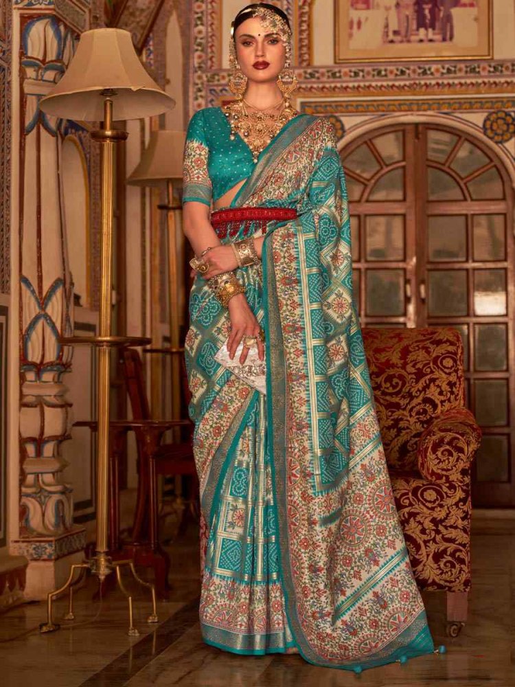 Sky Blue Silk Handwoven Casual Festival Heavy Border Saree