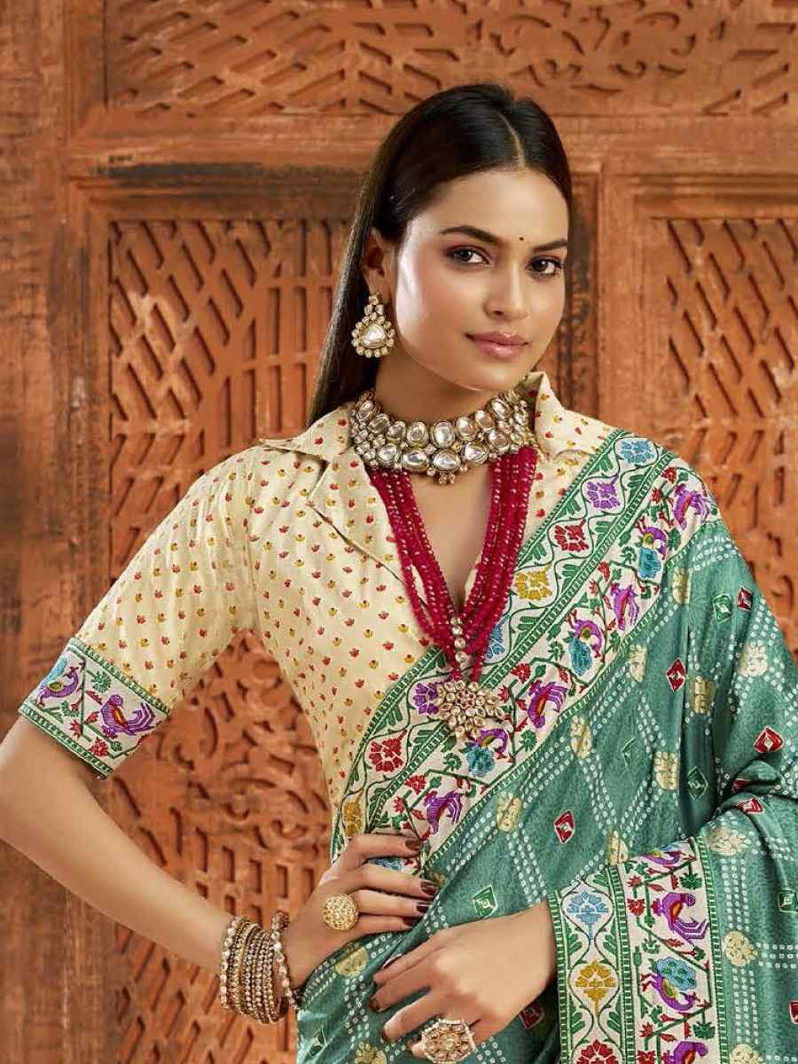 Sky Blue Silk Handwoven Festival Wedding Fancy Heavy Border Saree