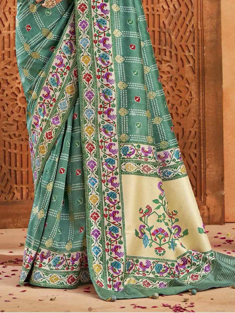 Sky Blue Silk Handwoven Festival Wedding Fancy Heavy Border Saree