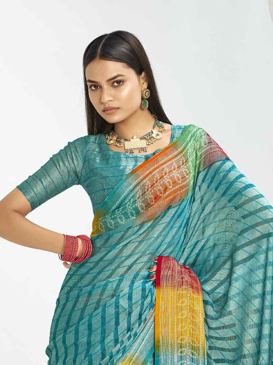 Sky Blue Silk Handwoven Festival Wedding Fancy Heavy Border Saree