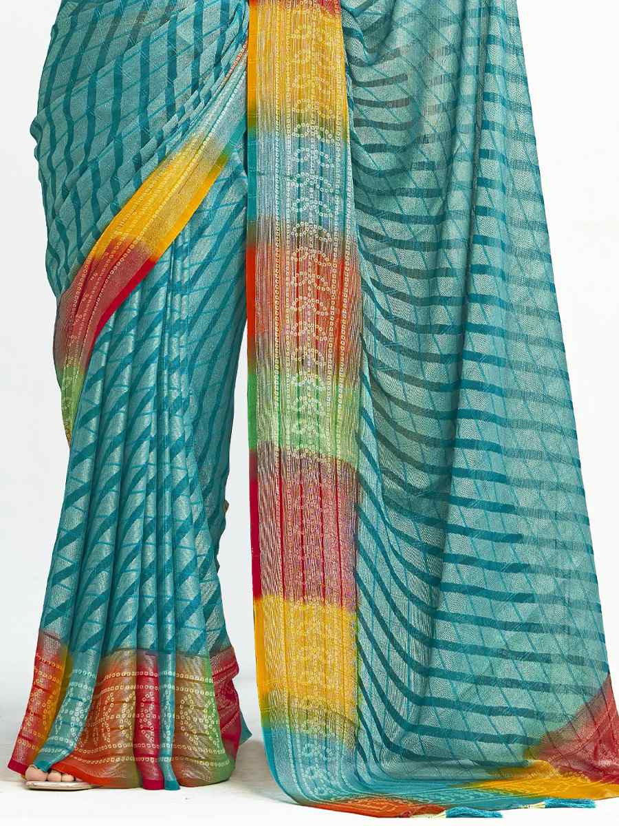 Sky Blue Silk Handwoven Festival Wedding Fancy Heavy Border Saree