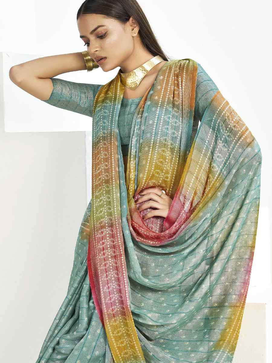 Sky Blue Silk Handwoven Festival Wedding Fancy Heavy Border Saree