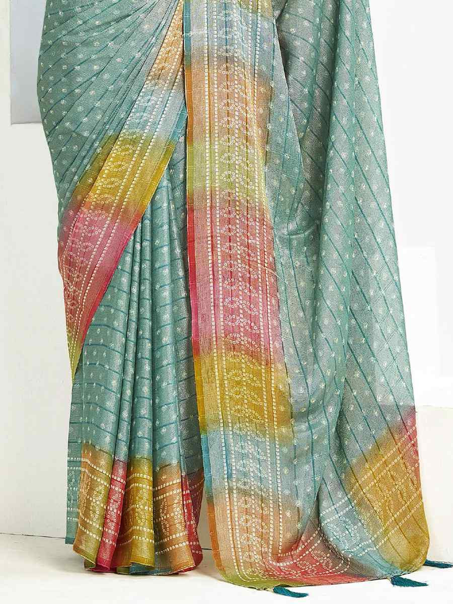 Sky Blue Silk Handwoven Festival Wedding Fancy Heavy Border Saree