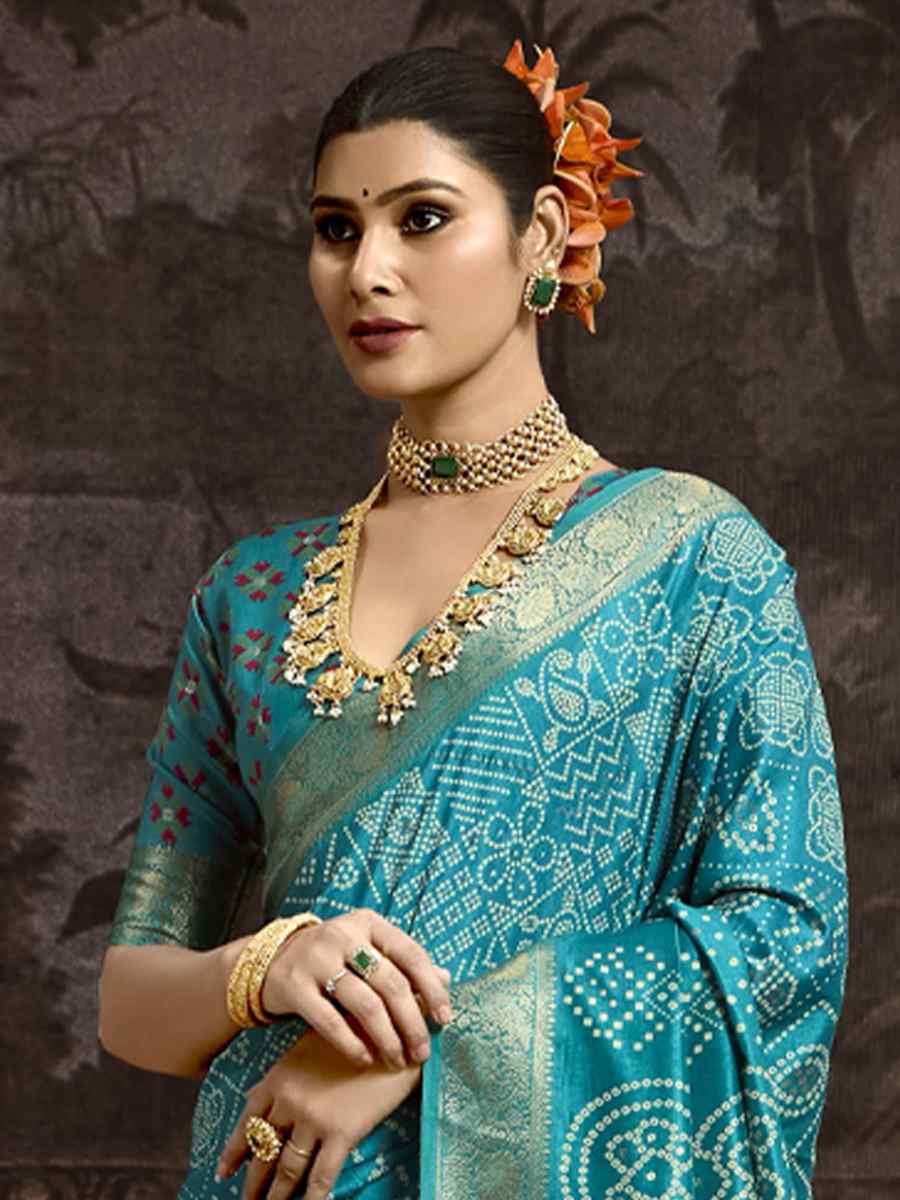 Sky Blue Silk Handwoven Festival Wedding Fancy Heavy Border Saree