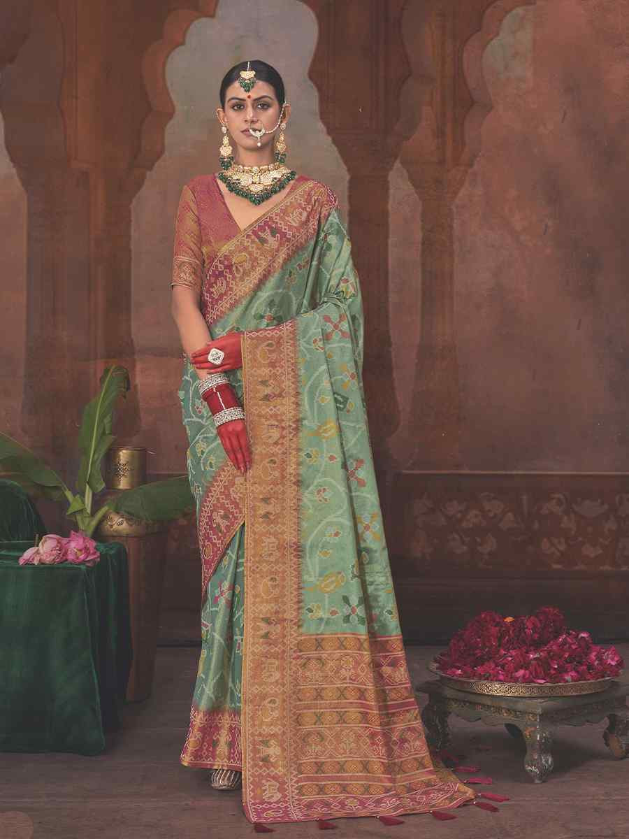 Sky Blue Silk Handwoven Festival Wedding Fancy Heavy Border Saree