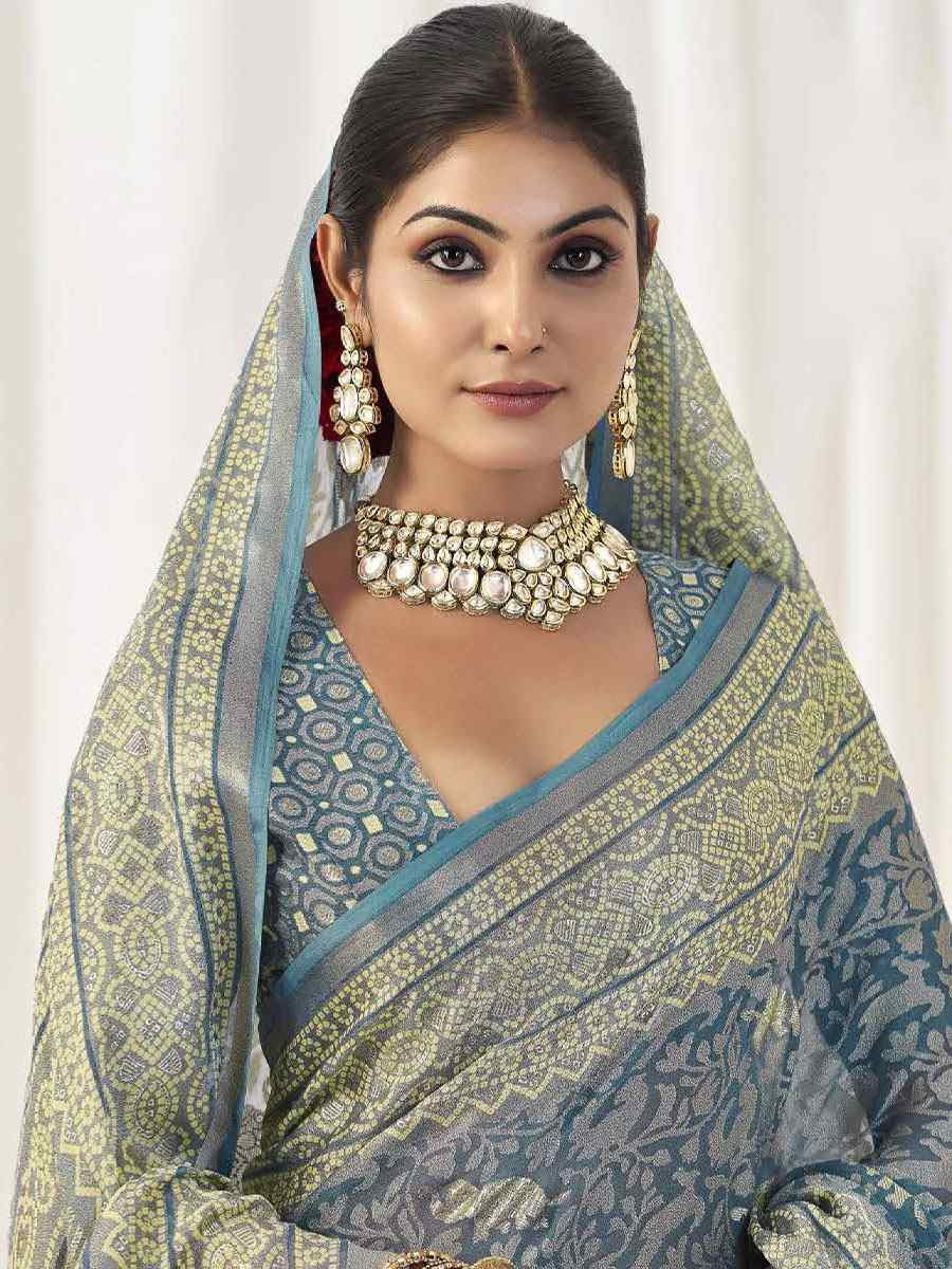 Sky Blue Silk Handwoven Traditional Bridal Reception Festival Wedding Fancy Heavy Border Sarees
