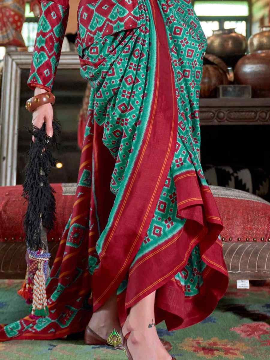 Sky Blue Silk Printed Casual Reception Festival Wedding Fancy Classic Style Sarees