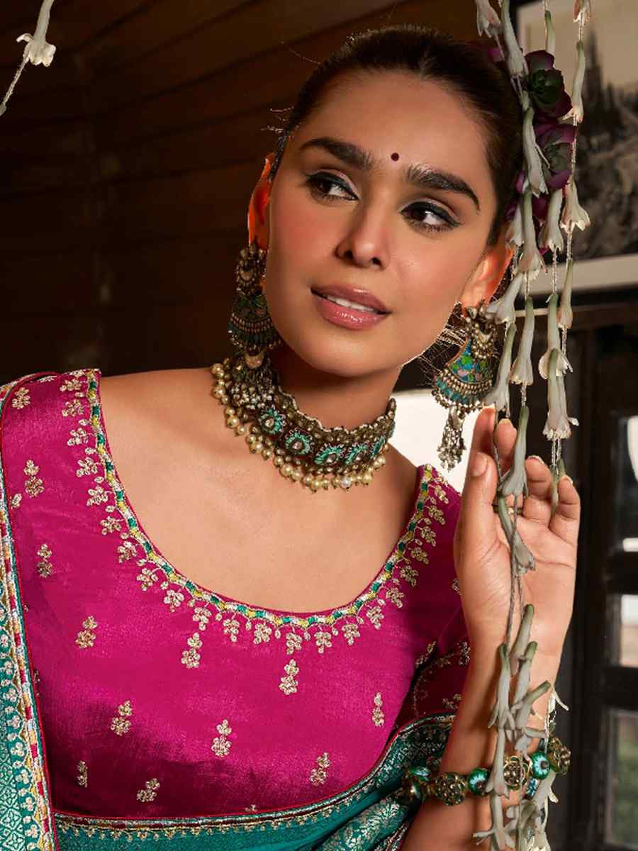 Sky Blue Soft Dola Viscose Silk Handwoven with Embroidered Festival Wedding Fancy Heavy Border Saree