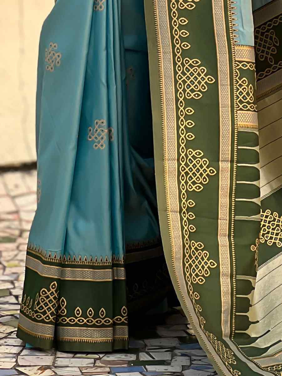 Sky Blue Soft Silk Handwoven Casual Reception Festival Wedding Fancy Classic Style Sarees