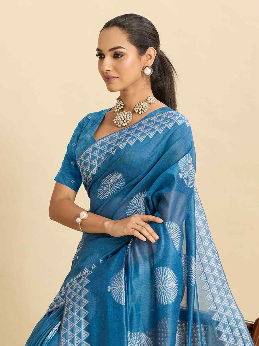 Sky Blue Soft Silk Zari Handwoven Bridal Reception Festival Wedding Fancy Heavy Border Saree