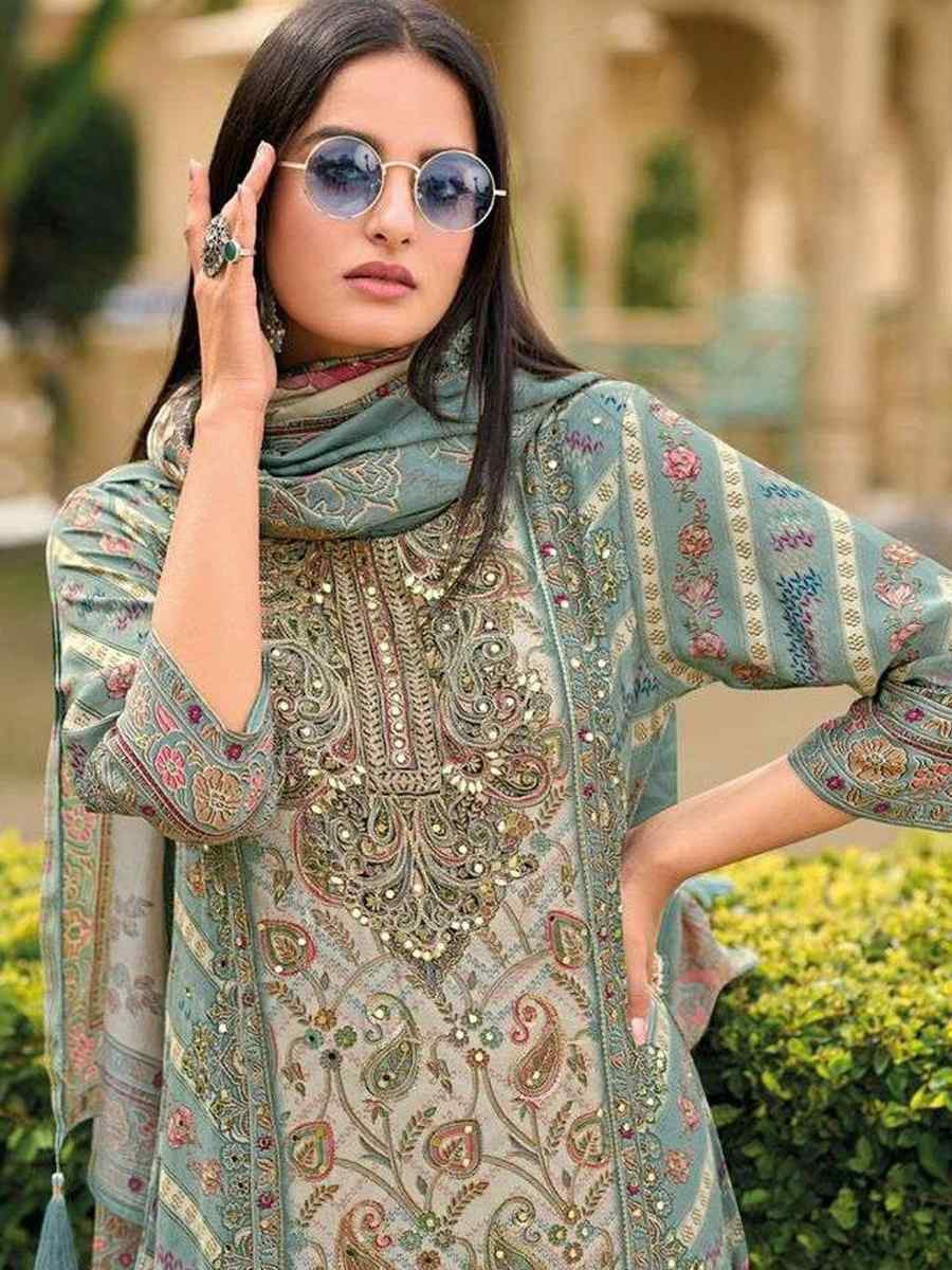 Sky Blue Viscouse Embroidered Festival Wedding Pant Salwar Kameez