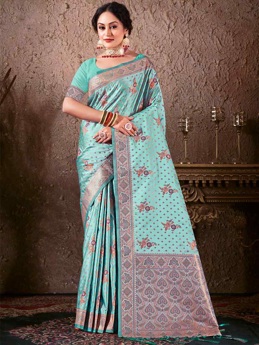 Sky Silk Handwoven Wedding Festival Heavy Border Saree